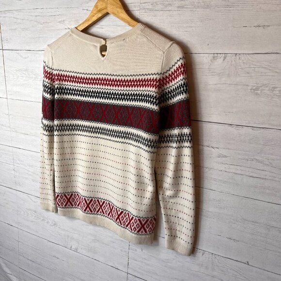 Talbots Sweater Womens Size MP Criss Cross Fair Isle Long Sleeve Cashmere Blend - Picture 10 of 15